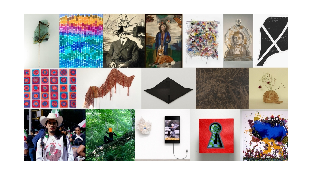 Image composite of works by 2026 Immigrant Artist Mentoring Program artists, as featured in the exhibit 